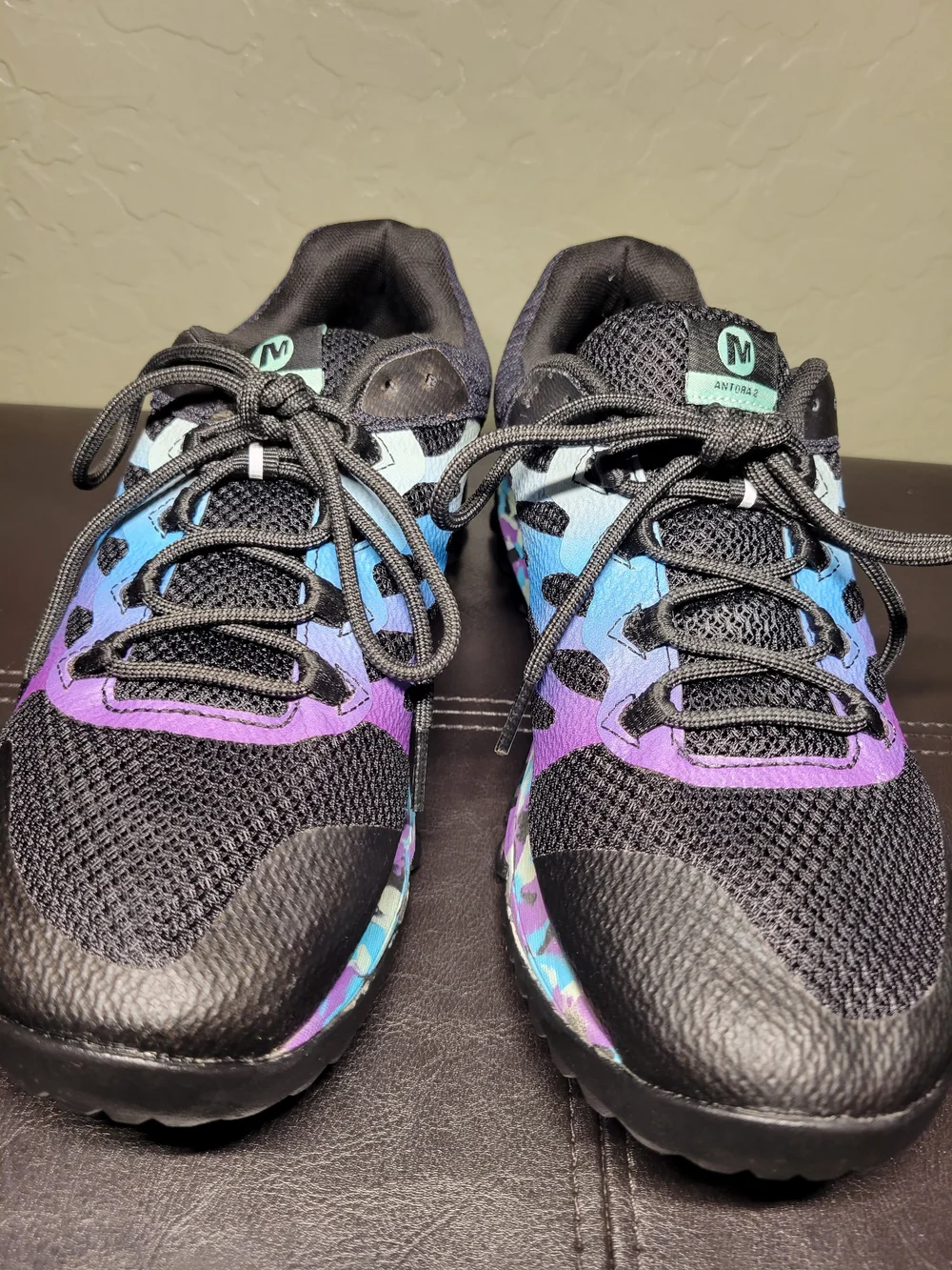 Merrell Antora 2 Women's Black with Blue & Purple Running Shoes Size 10